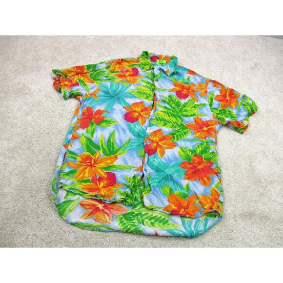 Jams World Shirt Adult Small Multicolor Floral Print Hawaiian Button Up Mens - Picture 2 of 10